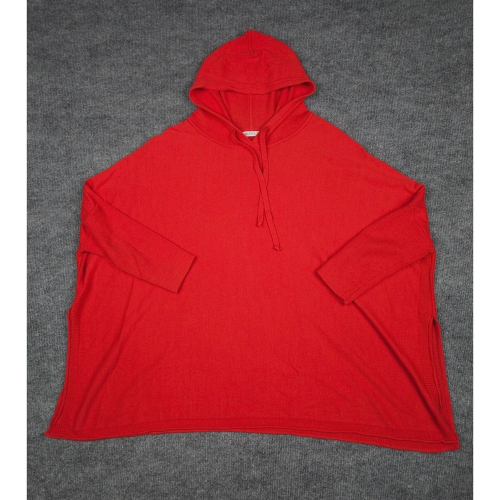 Mersea Catalina Hoodie Sweater Red One Size Acrylic Drawstring Relaxed